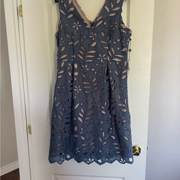 Adrianna Papell Blue fit and flare. Ptp 18” lenght 39”Fully lined - Picture 2 of 11